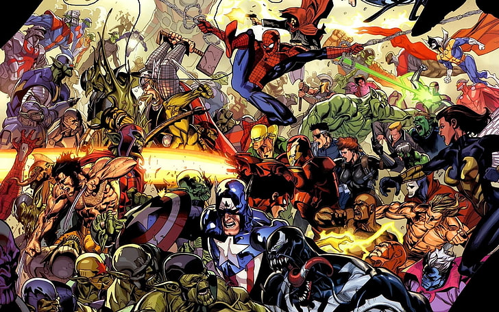 Marvel heroes digital wallpaper, Marvel Comics, superhero, Spider-Man, HD wallpaper