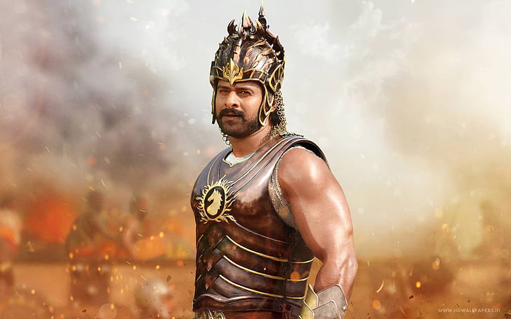 Prabhas in Baahubali HD, man wearing knight helmet and vest, celebrities, HD wallpaper