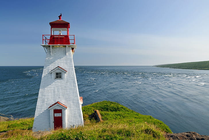 white and red lighthouse during daytime, boars, boars, Head, Canada, HD wallpaper