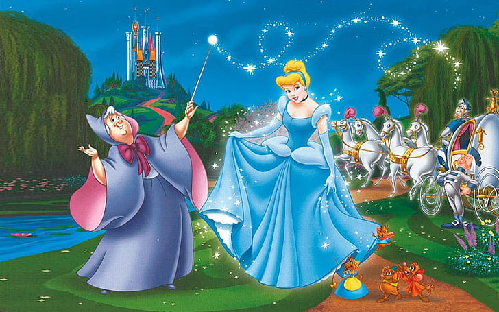 Princess Cinderella Castle Fairy Godmother Magic Wand Chariot Hd Wallpaper 1920×1200