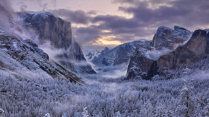 yosemite valley, tunnel view, national park, winter, yosemite national park, HD wallpaper