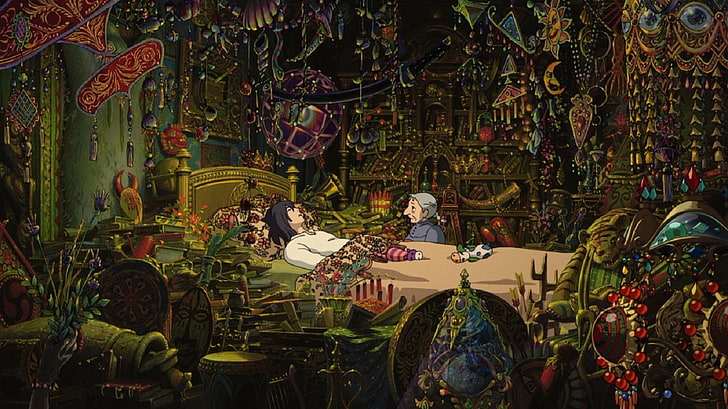 man lying on bed wallpaper, Studio Ghibli, Howl's Moving Castle