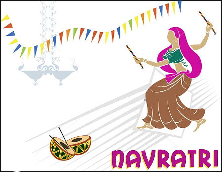 Women Celebrate Navratri, woman character illustration, Festivals / Holidays