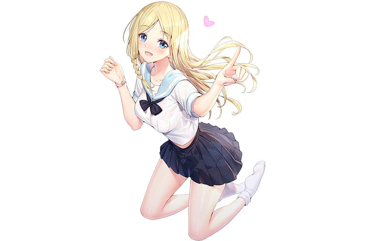 hayasaka ai, blonde, blue eyes, school uniform, skirt, stockings, HD wallpaper