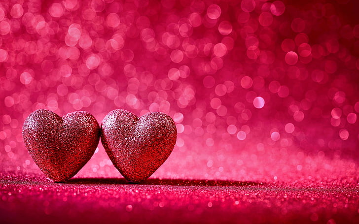 Holiday, Valentine's Day, Bokeh, Glitter, Heart, Pink, HD wallpaper