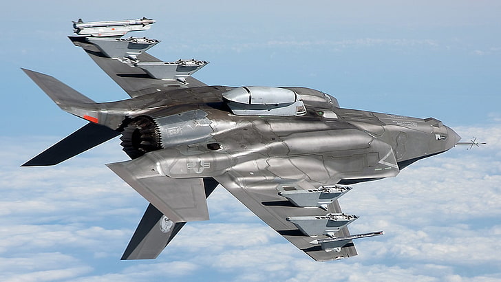 warplanes, Lockheed Martin F-35 Lightning II, sky, military, HD wallpaper