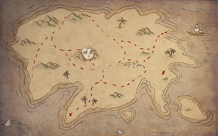 island, map, treasure, HD wallpaper