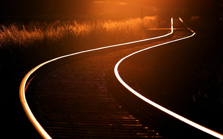 railway, sunlight, wavy lines