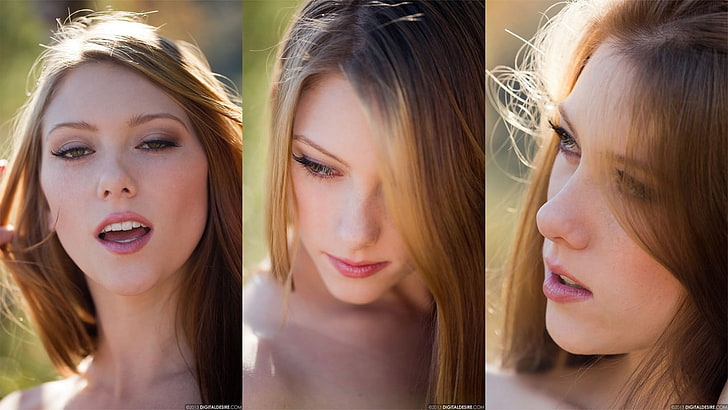 woman's face collage, women, Playboy, blonde, open mouth, Shae Snow, HD wallpaper