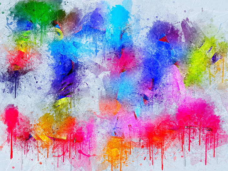 multicolored paint splatter digital wallpaper, spots, colorful
