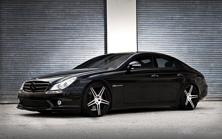 black Mercedes-Benz sedan, Mercedes CLS 55 AMG , car, motor vehicle, HD wallpaper