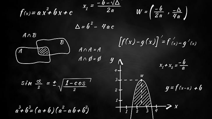 monochrome blackboard knowledge mathematics graph numbers science equation formula simple background, HD wallpaper