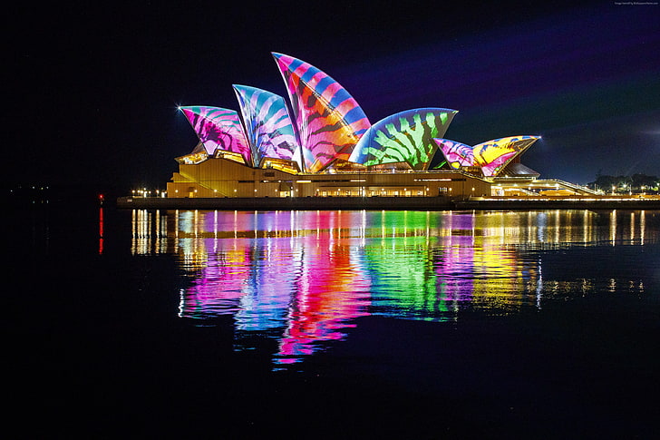 Sydney, Australia, night, Opera house, 4k