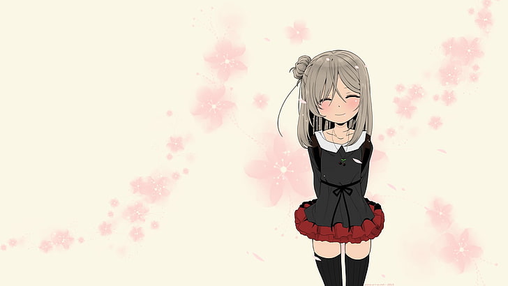 school girl anime character wallpaper, Hanami, long hair, Sangatsu Sanichi