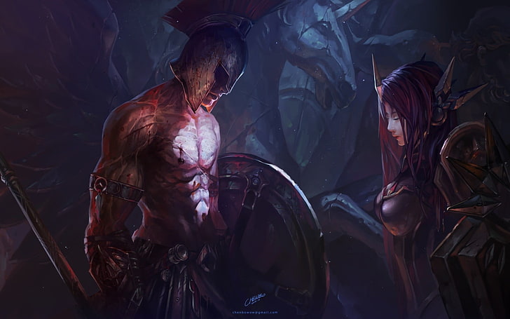 soldier digital illustration, League of Legends, Leona, warrior