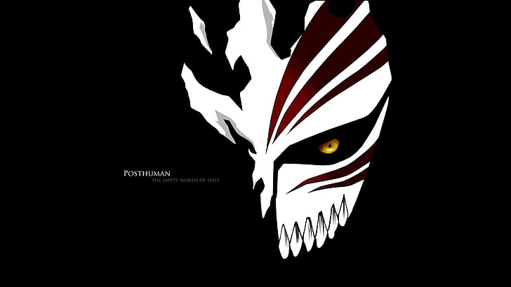 Ichigo face wallpaper, Bleach, Hollow, mask, black background, HD wallpaper