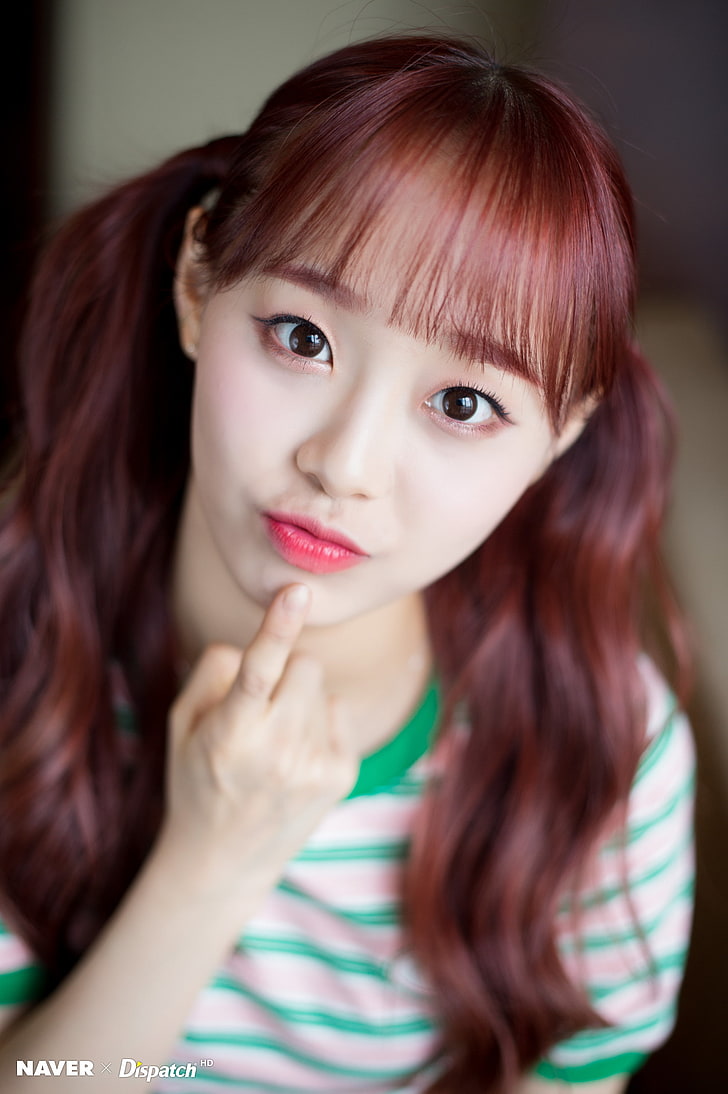 K-pop, LOONA, Asian, Chuu, hairstyle, portrait, looking at camera, HD wallpaper