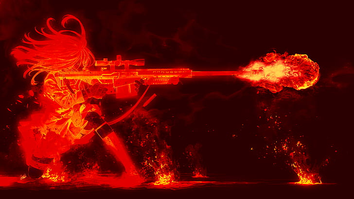 Hd Wallpaper Anime Girls Sniper Rifle Drawing War Fairy Wallpaper Flare