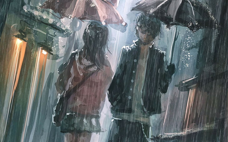 Wallpaper ID 582089  bus Stations Students 720P rain umbrella anime  Power Lines School Uniform free download