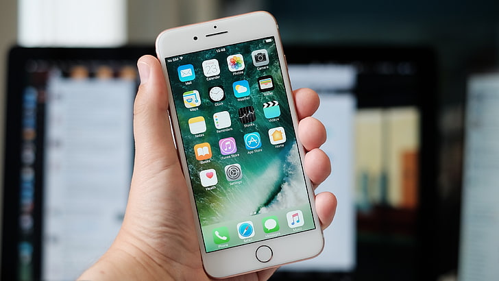 iphone 7 plus, white, hands, apple, Technology, human hand, HD wallpaper