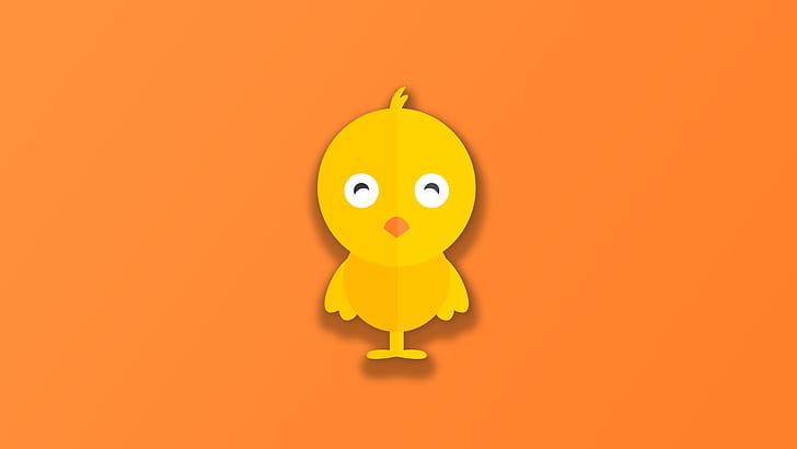 digital, animals, Chicken, simple background, orange background