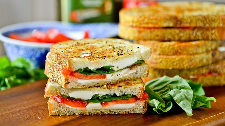 toasted bread, food, sandwiches, blurred, food and drink, healthy eating, HD wallpaper