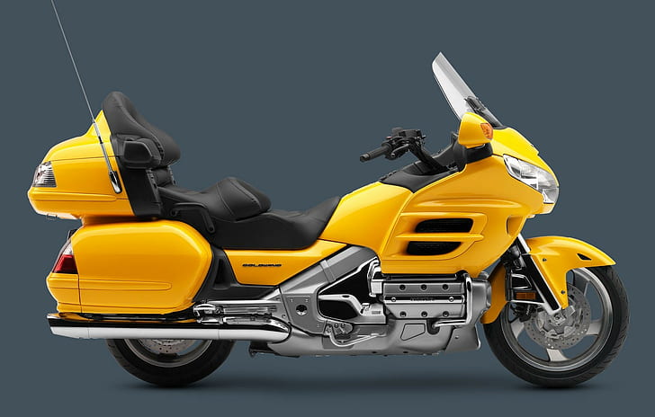 Honda Goldwing, Motorcycle, Yellow Motorcycle, 1600x1020, HD wallpaper