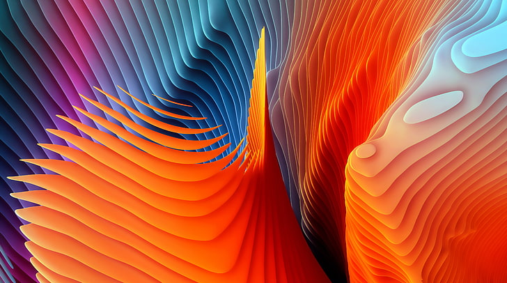 Apple Abstract, orange, white, and blue abstract illustration HD wallpaper