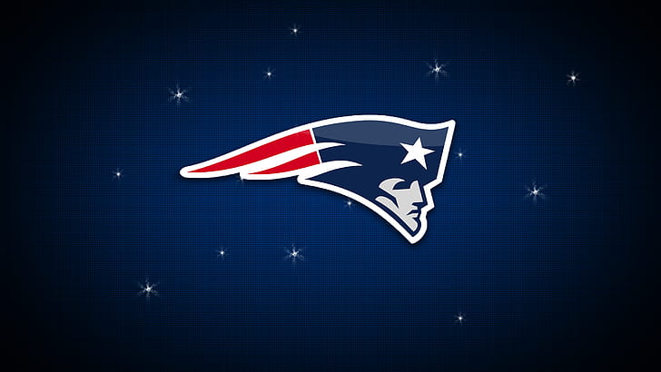 Blue Background, logo, minimalism, New England Patriots