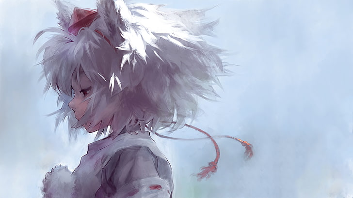 touhou project art, anime girls, simple background, short hair, HD wallpaper