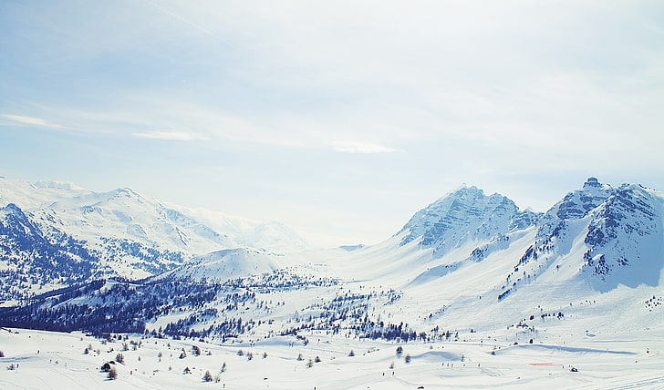 mountain with glaciers, mountains, snow, nature, landscape, winter