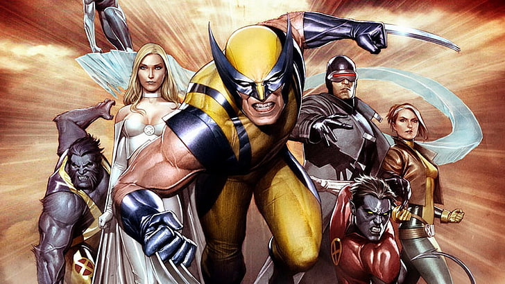 X-Men wallpaper, comics, Wolverine, Beast (character), Emma Frost, HD wallpaper