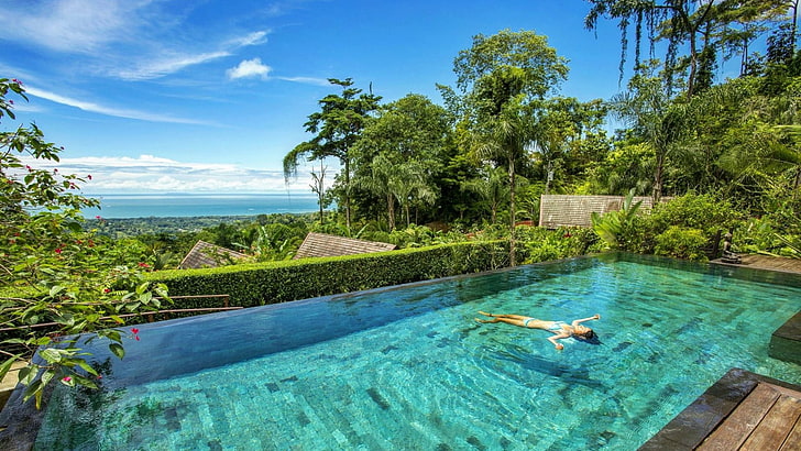 jungle, swimming pool, resort, costa rica, leisure, vacation, HD wallpaper