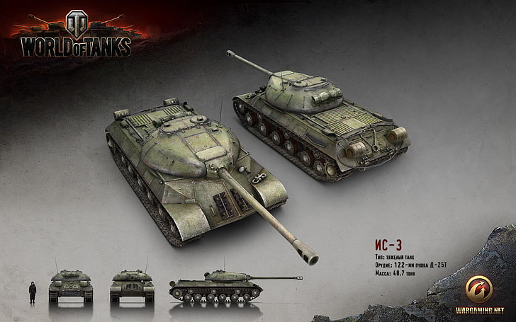 two green battle tanks, USSR, render, WoT, World of Tanks, Is-3 HD wallpaper