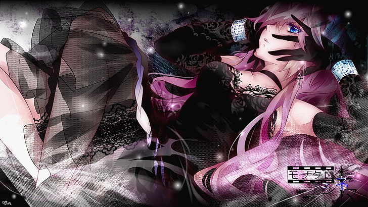 female anime illustration, Vocaloid, Megurine Luka, black dress, HD wallpaper