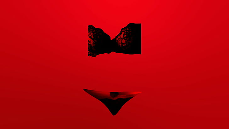 bra, panties, red, HD wallpaper