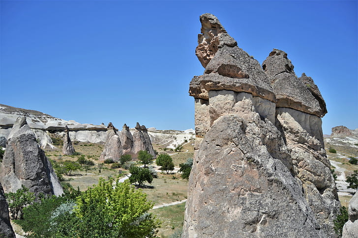 Cappadocia, rock, sky, solid, rock - object, nature, rock formation, HD wallpaper