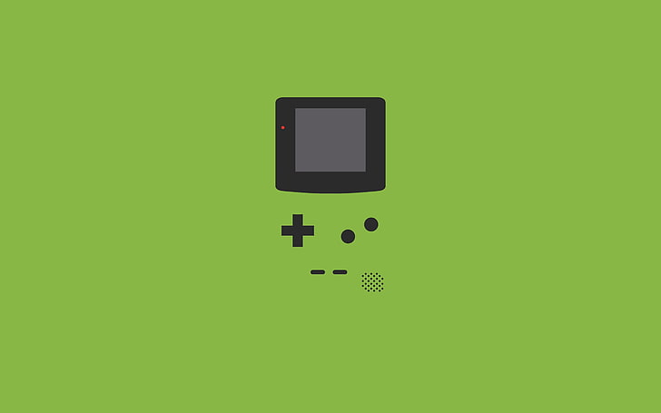 black and green game logo, minimalism, GameBoy Color, technology, HD wallpaper