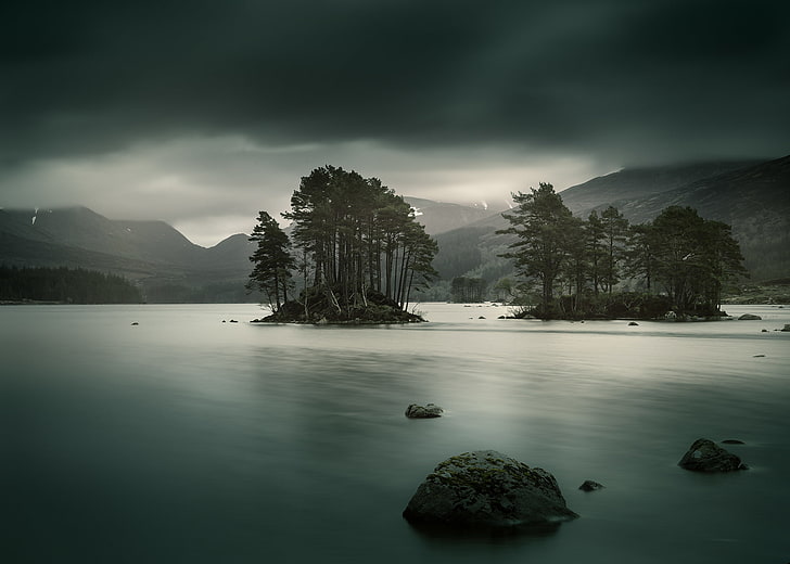 the sky, water, surface, Scotland, Highland, Loch Shiel, Loch Ossian, HD wallpaper