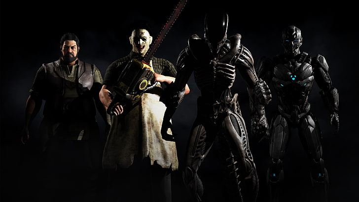 four male characters digital wallpaper, men, chainsaws, Mortal Kombat X, HD wallpaper