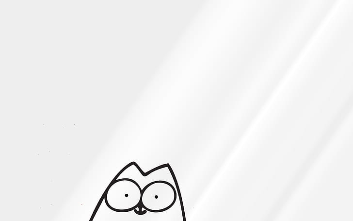 drawing  comics  cat  Simons Cat  monochrome  simple background, HD wallpaper