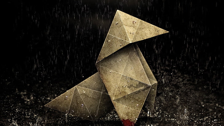 heavy rain, origami, blood, video games, no people, nature
