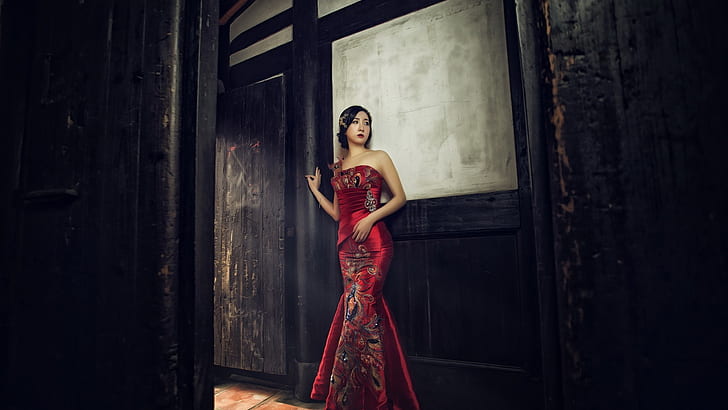Chinese girl, beautiful cheongsam, HD wallpaper