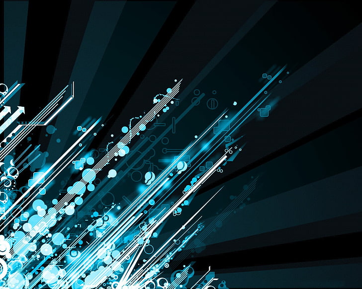 blue and white graphic wallpaper, abstract, digital art, connection, HD wallpaper