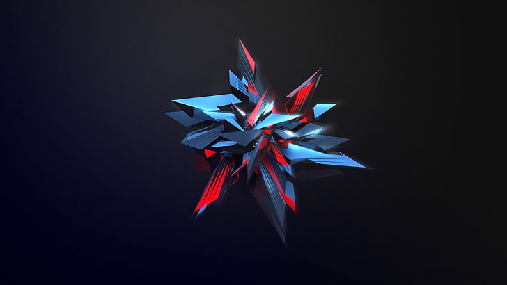 blue and red gemstone illustration, Justin Maller, abstract, simple background