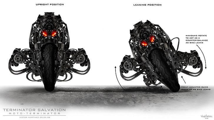 terminator salvation motorcycle moto terminator m134 minigun, HD wallpaper