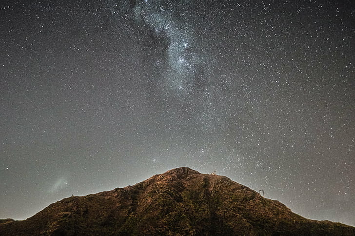 photo mountain with stars during night time, Luces, de, la Noche