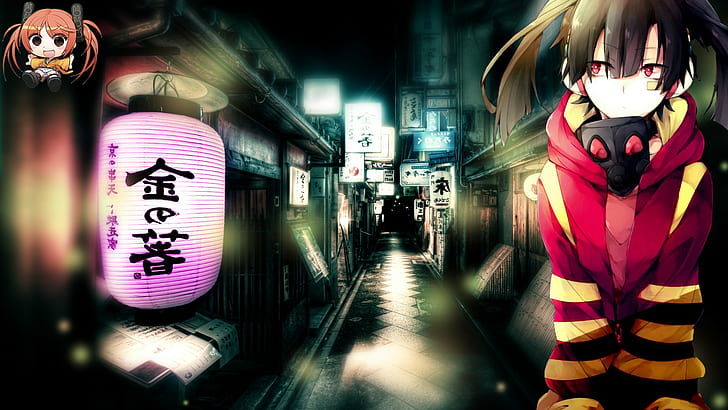 HD wallpaper: motion blur, road, Aihara Enju, anime girls, lamp, red eyes |  Wallpaper Flare