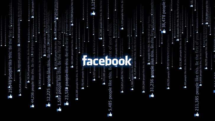 Facebook logo, black, technology, communication, data, connection, HD wallpaper