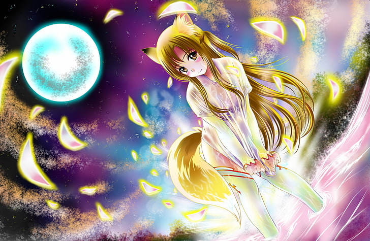 yellow-haired female anime character wallpaper, the sky, water, HD wallpaper